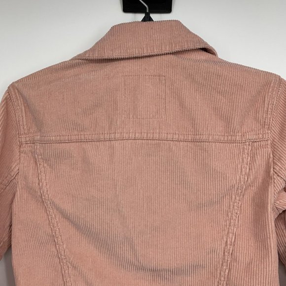 Hollister Jacket Corduroy Pink Ribbed Button Front Cropped - Picture 8 of 10